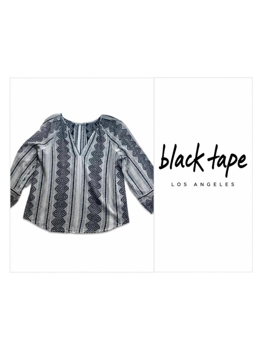 Black Tape Women's Boho Printed Blouse ~ Size Medium